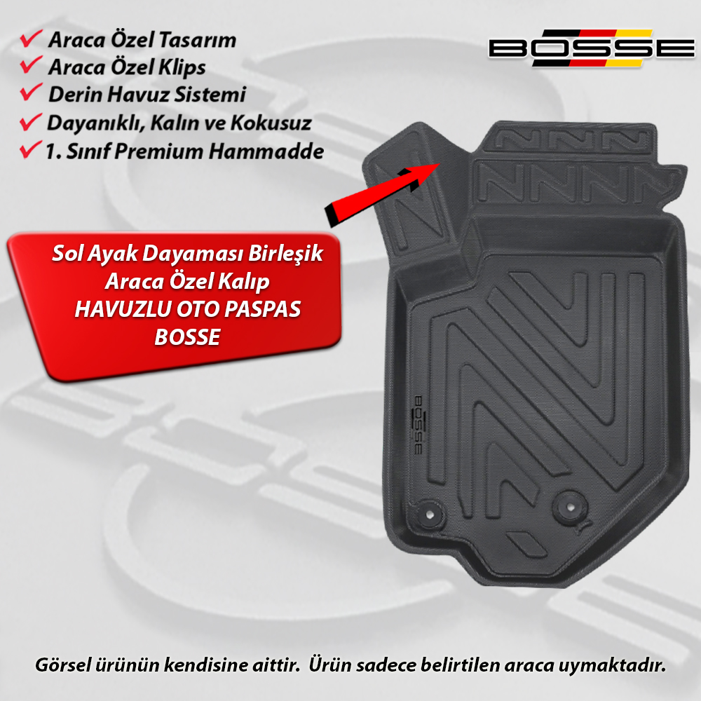Opel Mokka Paspas BENZİNLİ / DİZEL Araca Özel 2021 Sonrası BOSSE 3D Havuzlu Oto Paspas