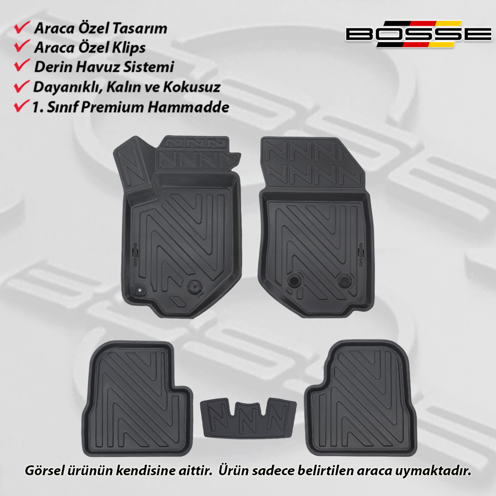 Peugeot 208 Paspas Araca Özel 2019 2025 BOSSE 3D Havuzlu Oto Paspas