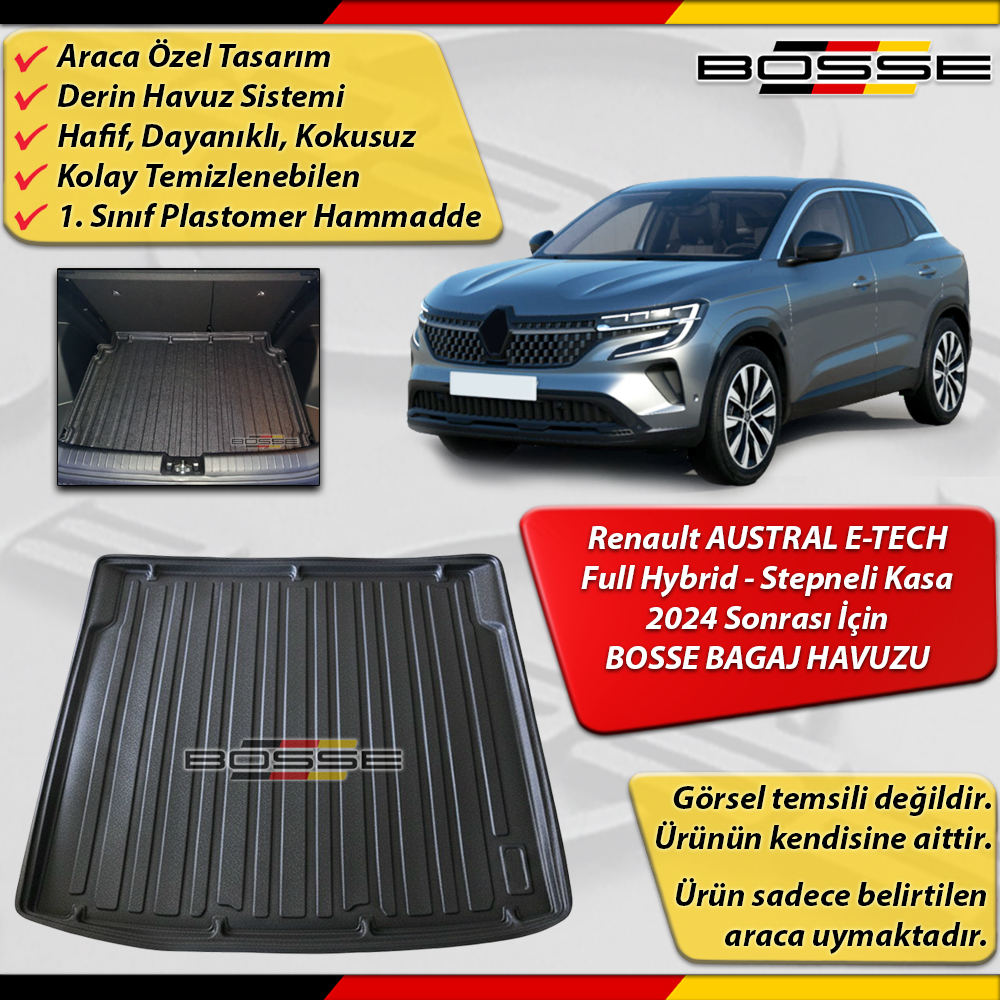 Renault AUSTRAL Bagaj Havuzu E-Tech Full Hybrid ÜST BAGAJ - Stepneli Kasa İçin 2024 Sonrası BOSSE