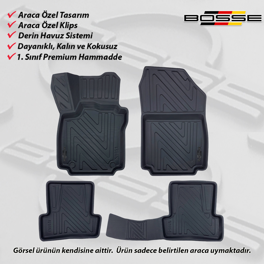 Renault Captur Paspas Araca Özel 2013 2020 Arası BOSSE 3D Havuzlu Oto Paspas Paspas