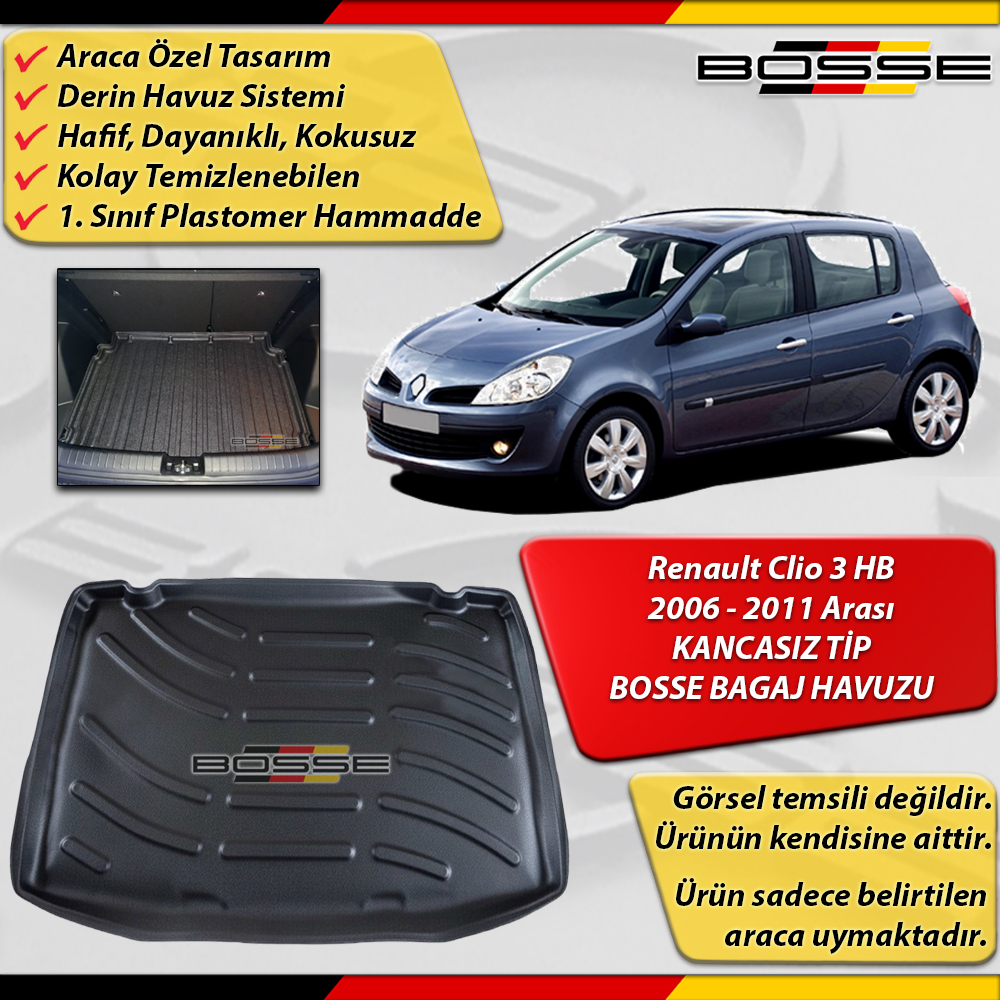 Renault Clio 3 Bagaj Havuzu HB Kancasız Tip 2006 2011 Arası BOSSE