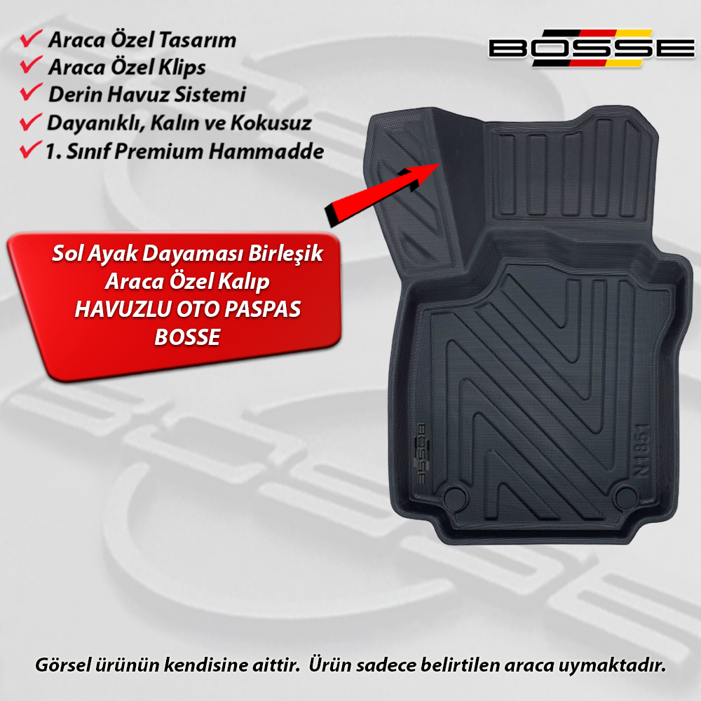 Renault Clio 4 Paspas Araca Özel 2012 2019 BOSSE 3D Havuzlu Oto Paspas