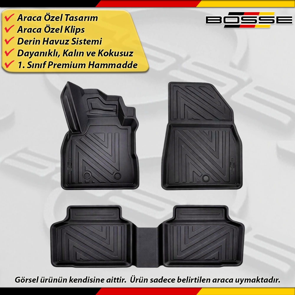 Renault Duster Paspas Araca Özel Mild Hybrid (4x4) 2024 Sonrası Derin Havuzlu Paspas BOSSE North