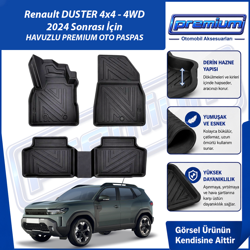 Dacia Duster 4X4 Paspas Araca Özel 2024 Ve Sonrası Derin Havuzlu Premium Oto Paspas