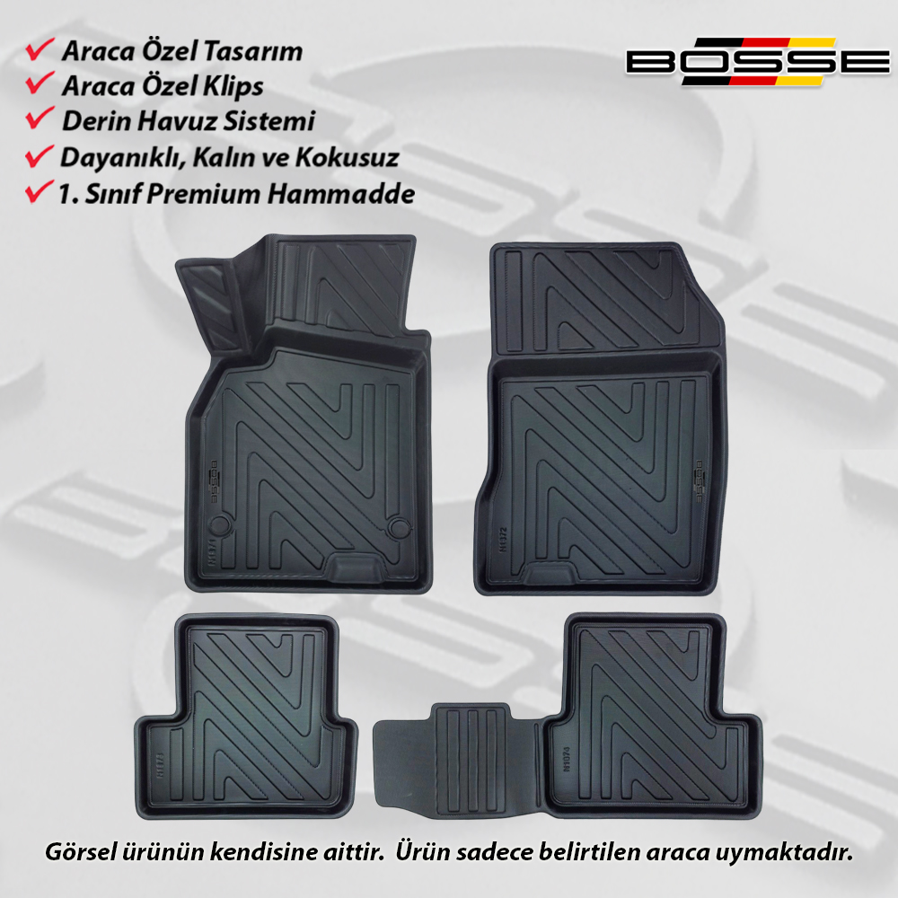 Renault Fluence Paspas Araca Özel 2009 2016 BOSSE 3D Havuzlu Oto Paspas