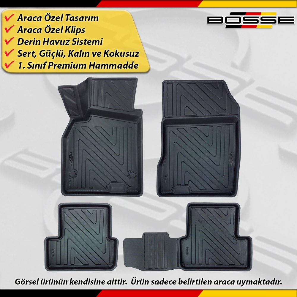 Renault Fluence Paspas Araca Özel Paspas 2009 2016 Arası Derin Havuzlu Paspas BOSSE North Serisi