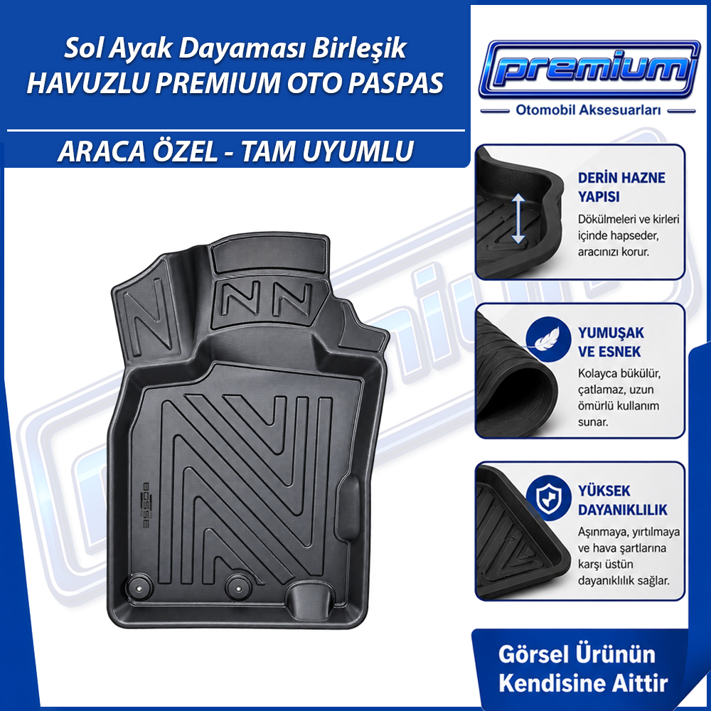 Renault Kadjar Paspas Araca Özel 2015 2023 Arası Derin Havuzlu Premium Oto Paspas