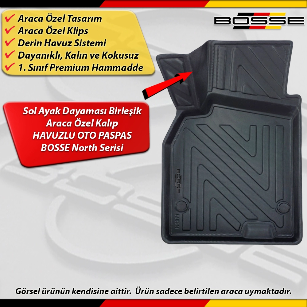 Renault Laguna 2 Paspas Araca Özel 2001 - 2007 Arası İçin Derin Havuzlu Paspas Serisi