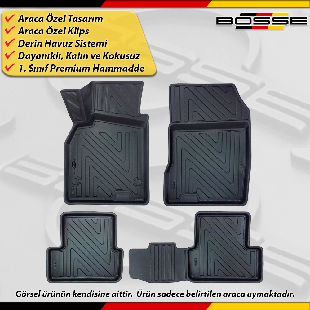 Renault Laguna 2 Paspas Araca Özel 2001 - 2007 Arası İçin Derin Havuzlu Paspas Serisi