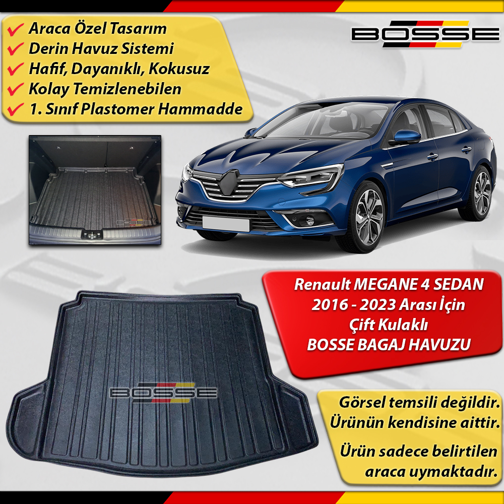 Renault Megane 4 Bagaj Havuzu Sedan Çift Kulak 2016 2023 Arası BOSSE