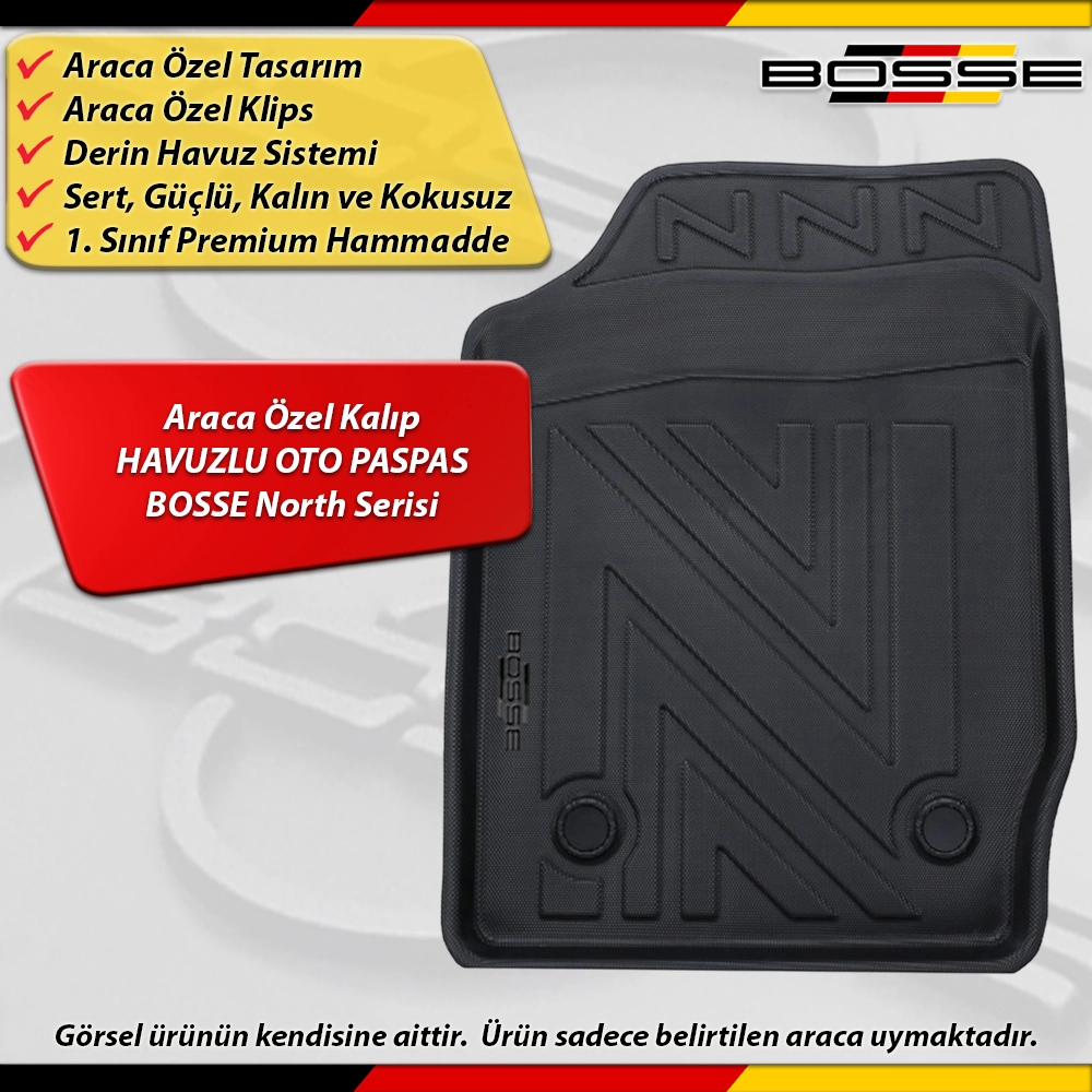Renault Symbol Paspas Araca Özel 2008 - 2012 Derin Havuzlu Paspas BOSSE North Serisi
