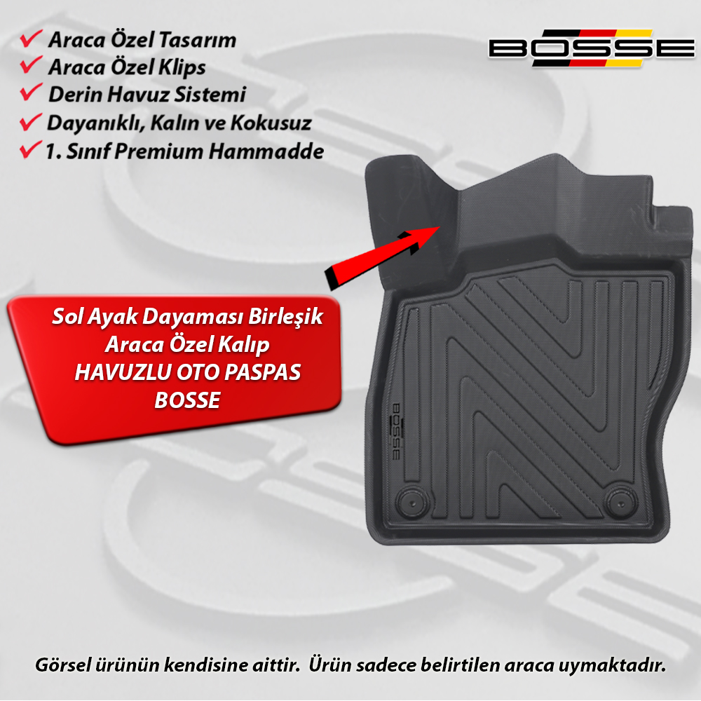 Seat Ateca Paspas Araca Özel 2016 Sonrası BOSSE 3D Havuzlu Oto Paspas
