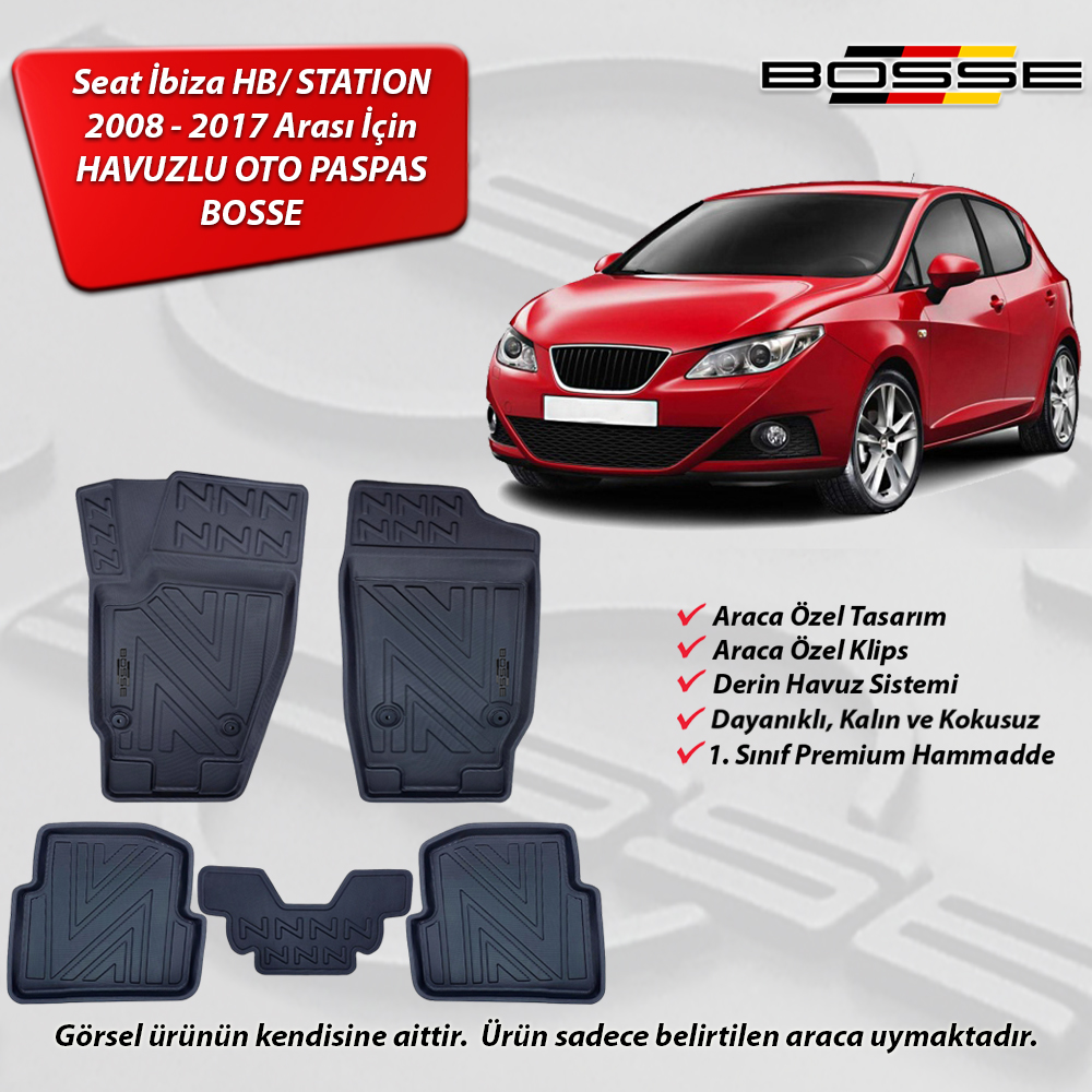 Seat ibiza Paspas Araca Özel 2009 2016 BOSSE 3D Havuzlu Oto Paspas