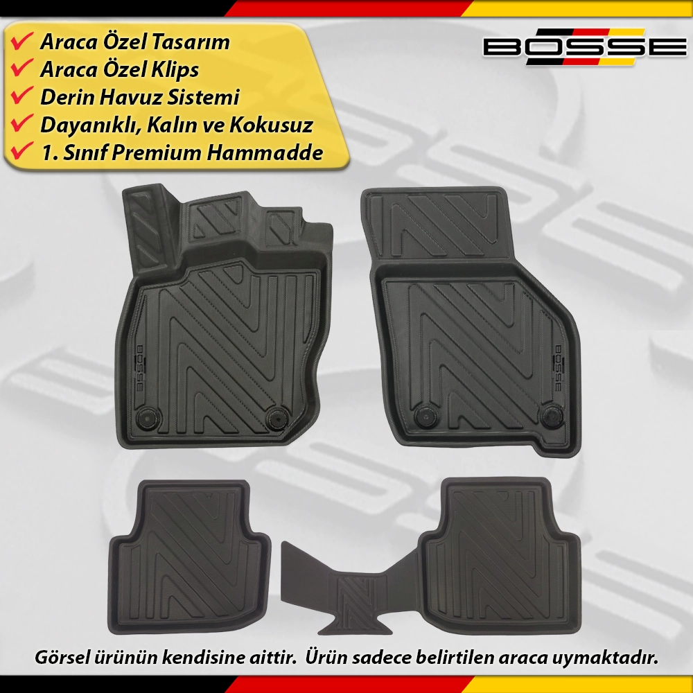 Seat Leon (Otomatik) Paspas Araca Özel 2020 Sonrası Derin Havuzlu Paspas BOSSE North Serisi
