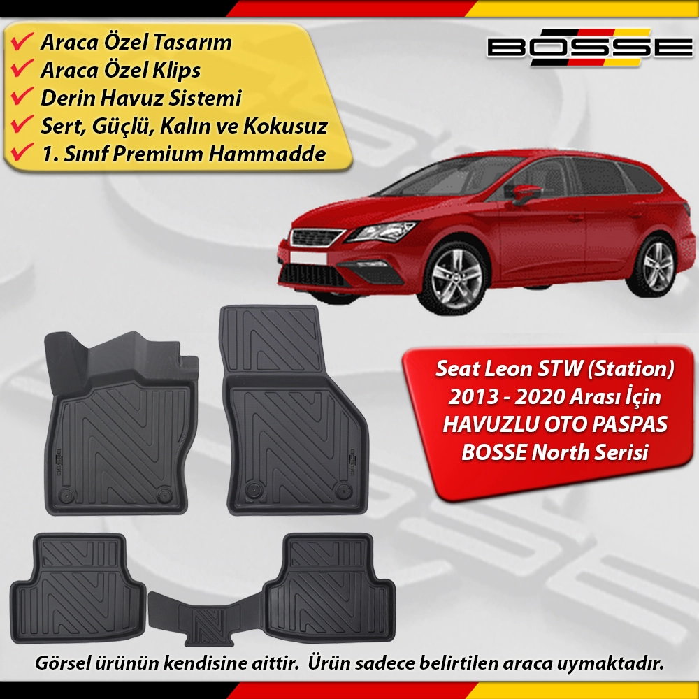 Seat Leon STW (Station) Paspas Araca Özel 2012-2020 Derin Havuzlu BOSSE North Serisi