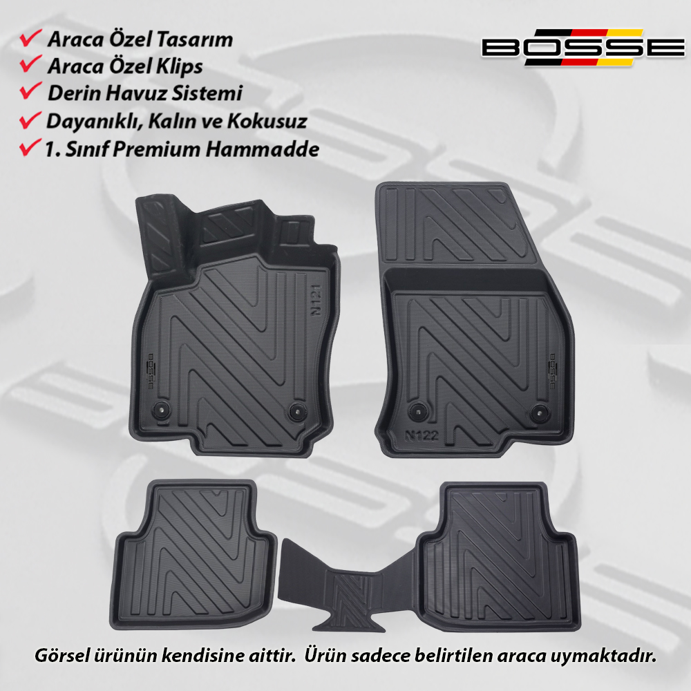 Seat Tarraco Paspas Araca Özel 2018 Sonrası BOSSE 3D Havuzlu Oto Paspas