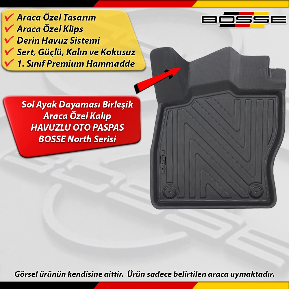 Skoda Octavia Paspas Araca Özel 2013-2020 Derin Havuzlu Paspas BOSSE North Serisi