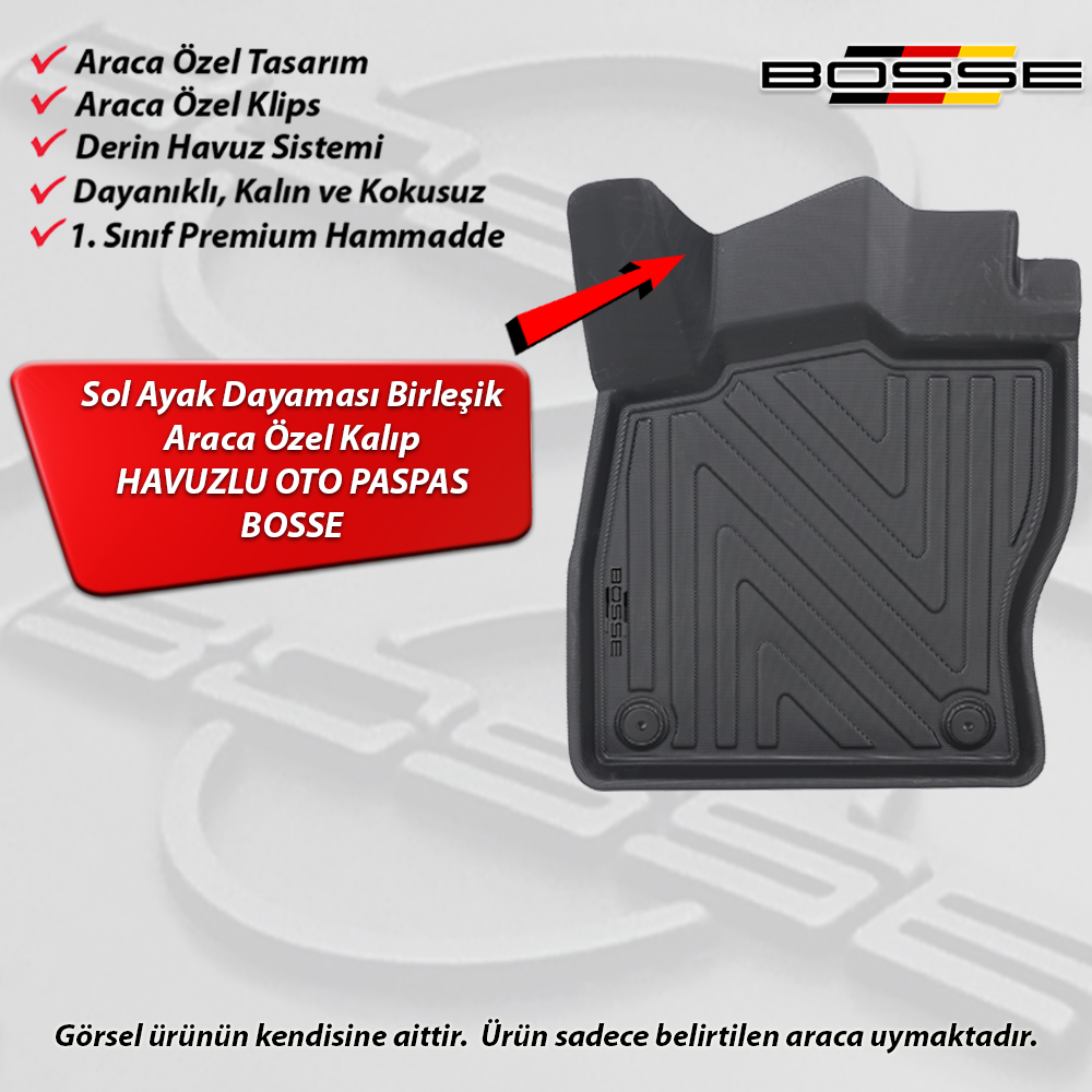 Skoda Octavia Paspas Araca Özel 2013 2020 BOSSE 3D Havuzlu Oto Paspas