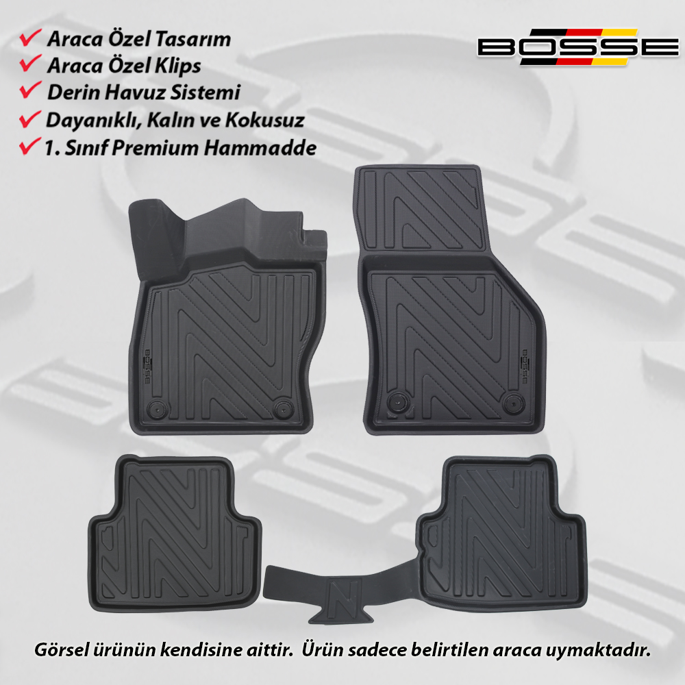 Skoda Octavia Paspas Araca Özel 2013 2020 BOSSE 3D Havuzlu Oto Paspas