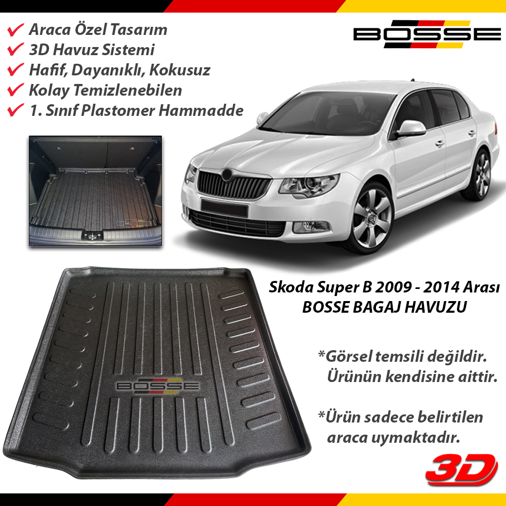 Skoda SuperB 2 Bagaj Havuzu Super B (3T) 2009 2014 Arası BOSSE Bagaj Havuzu
