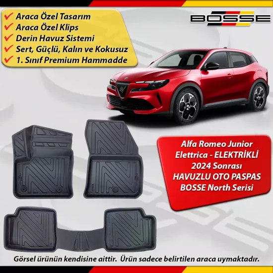 Alfa Romeo Junior Elettrica Paspas ELEKTRİKLİ Araca Özel 2024 Sonrası Derin Havuzlu Paspas