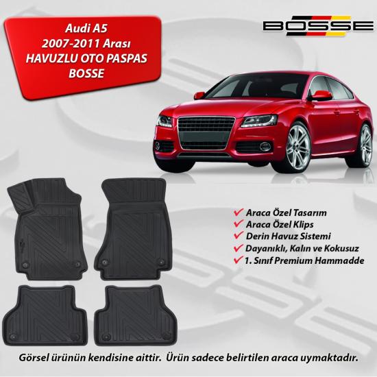 Audi A5 Paspas Araca Özel 2007-2011 Arası BOSSE 3D Havuzlu Oto Paspas