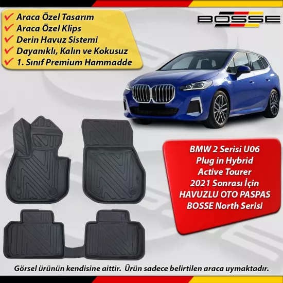 BMW 2 Serisi Active Tourer Paspas (U06) Araca Hybrid 2021 Sonrası Derin Havuzlu Paspas Serisi