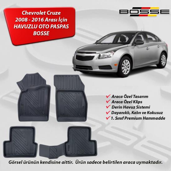 Chevrolet Cruze Paspas Araca Özel 2008 - 2016 BOSSE 3D Havuzlu Oto Paspas Paspas