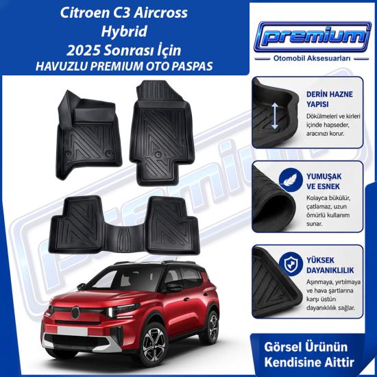 Citroen C3 Aircross Paspas Hybrid Araca Özel 2025 Sonrası Derin Havuzlu Premium Oto Paspas