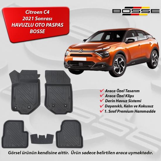 Citroen C4 Paspas Araca Özel 2021 2025 BOSSE 3D Havuzlu Oto Paspas