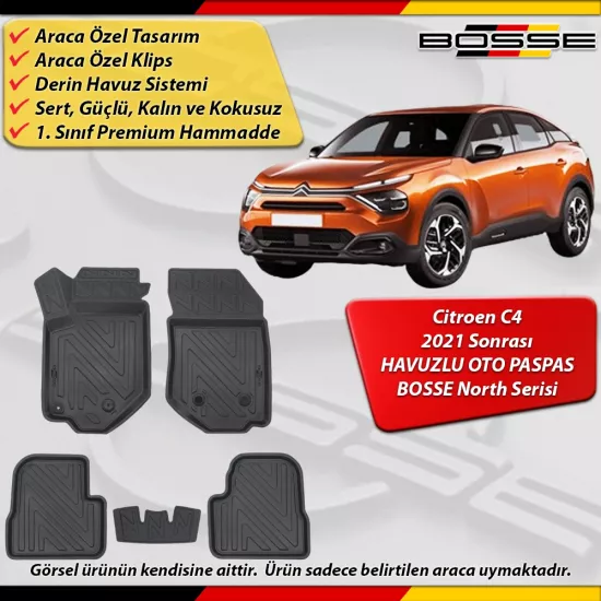 Citroen C4 Paspas Araca Özel 2021 2025 Derin Havuzlu BOSSE North Serisi