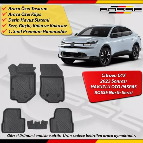 Citroen C4X Paspas Araca Özel 2023 Sonrası Derin Havuzlu BOSSE North Serisi