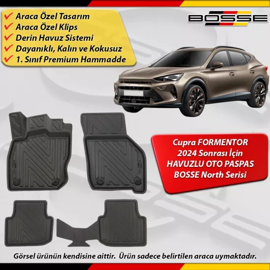 Cupra Formentor Paspas Araca Özel 2024 Ve Sonrası Derin Havuzlu Paspas BOSSE North Serisi