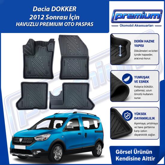 Dacia Dokker Paspas Araca Özel 2012 Sonrası Derin Havuzlu Premium Oto Paspas
