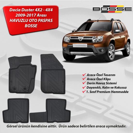 Dacia Duster Paspas 4X2 ve 4X4 Araca Özel 2009 2017 BOSSE 3D Havuzlu Oto Paspas Paspas