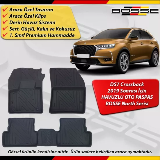 DS7 Paspas Araca Özel Crossback 2019 Sonrası İçin Derin Havuzlu Paspas BOSSE North Serisi