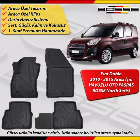 Fiat Doblo Paspas Araca Özel 2010-2015 Derin Havuzlu Paspas BOSSE North Serisi