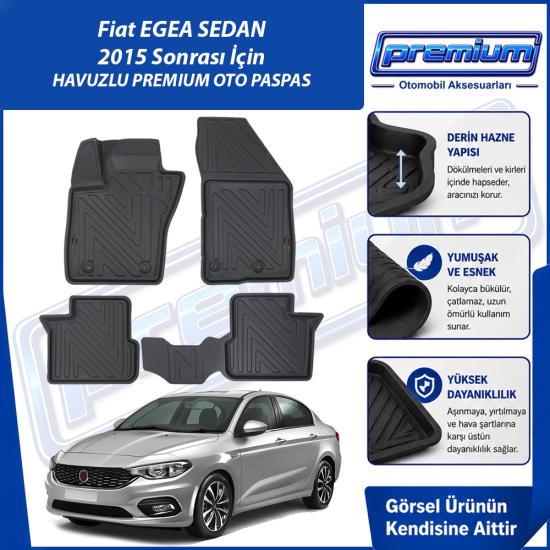 Fiat Egea Sedan Paspas Araca Özel 2015 Sonrası Derin Havuzlu Premium Oto Paspas