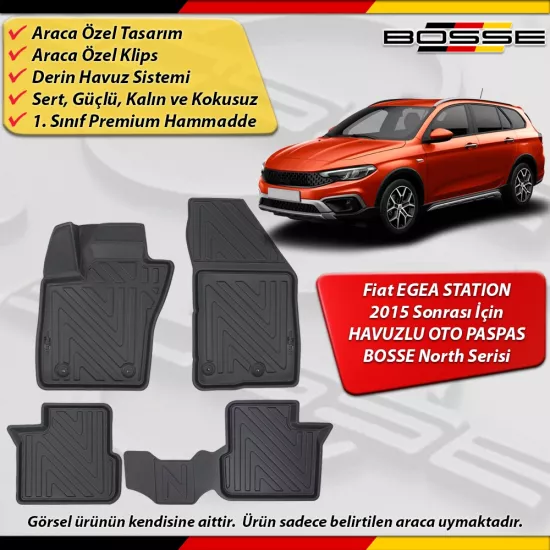 Fiat Egea Paspas STW Araca Özel 2015 Sonrası Derin Havuzlu BOSSE North Serisi