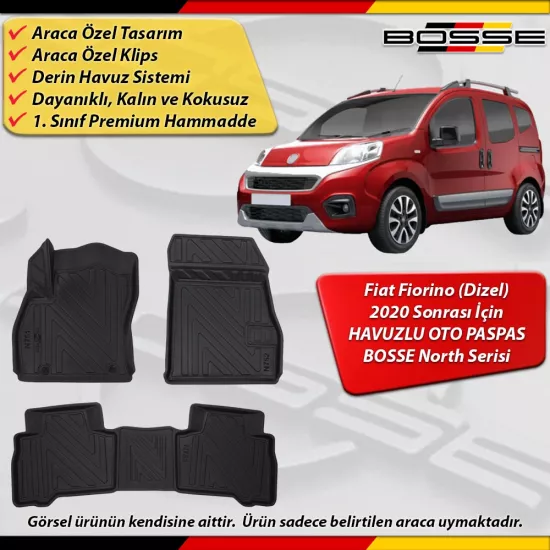 Fiat Fiorino Dizel Paspas Araca Özel 2020 Ve Sonrası Derin Havuzlu BOSSE North Serisi