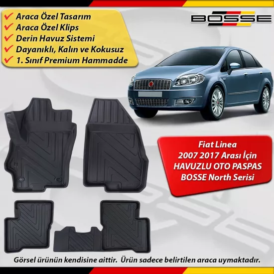Fiat Linea Paspas Araca Özel 2007 Ve Sonrası Derin Havuzlu Paspas BOSSE North Serisi