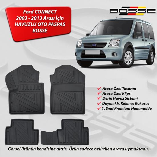 Ford Connect Paspas Araca Özel 2003 2013 Arası BOSSE 3D Havuzlu Oto Paspas