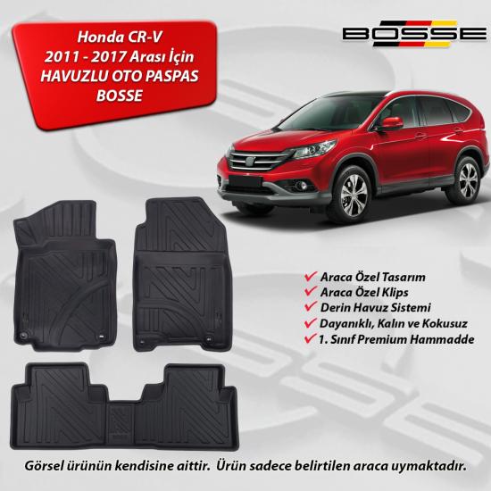 Honda CR-V Paspas CRV Araca Özel 2012 2018 Arası BOSSE 3D Havuzlu Oto Paspas