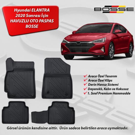 Hyundai Elantra Paspas Araca Özel 2021 Sonrası BOSSE 3D Havuzlu Oto Paspas