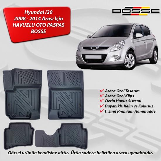 Hyundai i20 Paspas Araca Özel 2008 - 2014 BOSSE 3D Havuzlu Oto Paspas Paspas