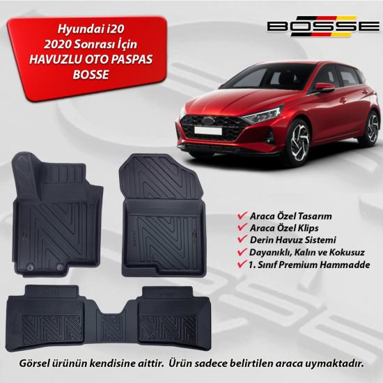 Hyundai i20 Paspas Araca Özel 2020 Ve Sonrası BOSSE 3D Havuzlu Oto Paspas