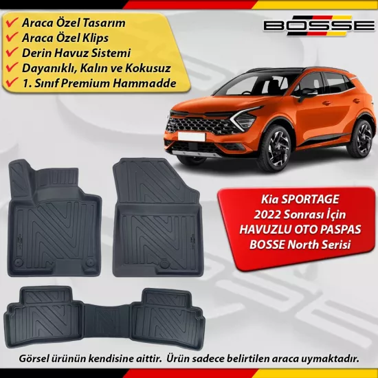 Kia Sportage Paspas Araca Özel 2022 Ve Sonrası Derin Havuzlu Paspas BOSSE North Serisi