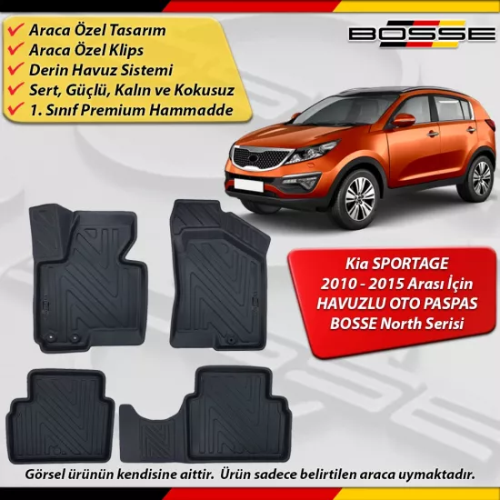 Kia Sportage Paspas Araca Özel 2010 - 2015 Derin Havuzlu Paspas BOSSE North Serisi