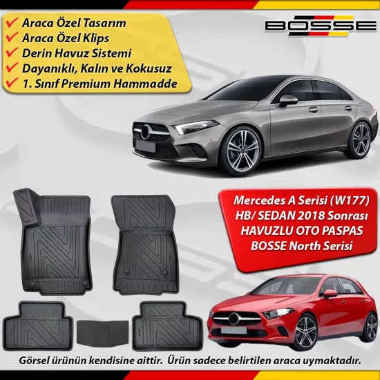 Mercedes A Serisi Paspas Araca Özel W177 HB / SEDAN 2018 Sonrası Derin Havuzlu Paspas Serisi