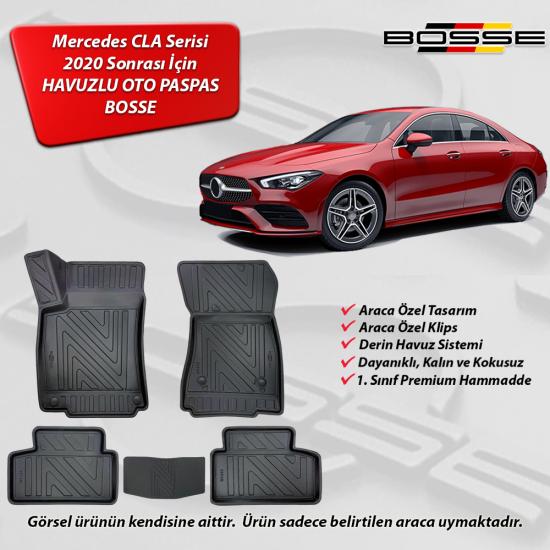 Mercedes CLA Serisi Paspas Araca Özel C118 - X118 Kasa 2020 Sonrası BOSSE 3D Havuzlu Oto Paspas